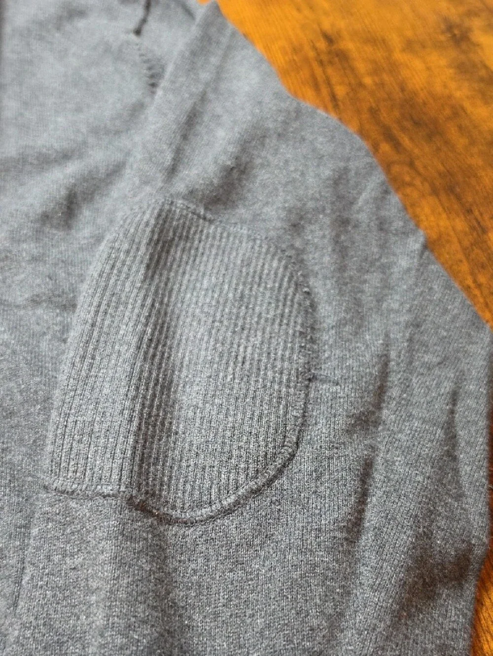 CLUB ROOM | Gray Full Zip Mock Neck Cotton Sweater Elbow Patch Men's | XL